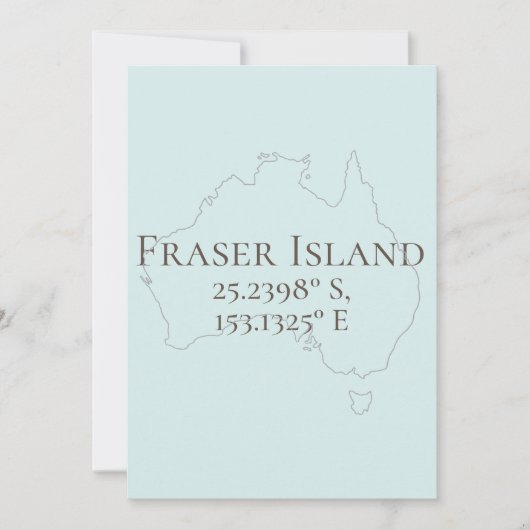 Fraser Island Australia Latitude & Longitude Kaart (Voorkant)