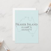 Fraser Island Australia Latitude & Longitude Kaart (Voorkant / Achterkant in situ)