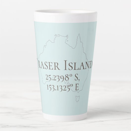 Fraser Island Australia Latitude & Longitude Latte Mok (Voorkant)