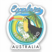 Fraser Island Australië exploratie logo Sticker (Voorkant)