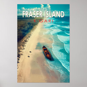 Fraser Island K'gari Australië Reis Kunst Vintage Poster