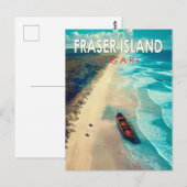 Fraser Island K'gari Australië Travel Art Vintage Briefkaart (Voorkant / Achterkant)