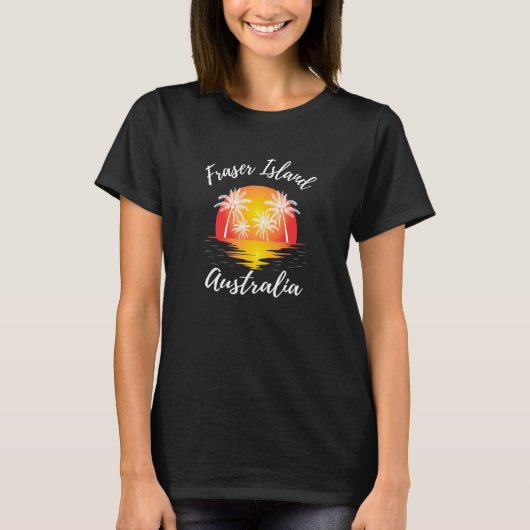 Fraser Island Reflecteert Sunset Art Palm Tree T-shirt (Voorkant)