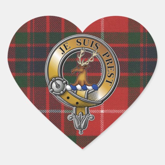 Fraser Lovat Tartan & Badge Hart Sticker (Voorkant)