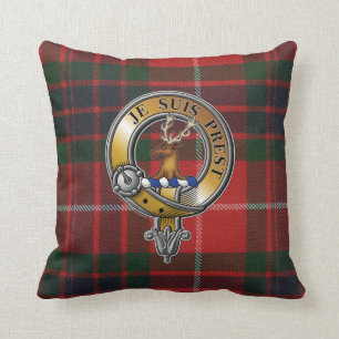 Fraser Lovat Tartan & Badge Kussen