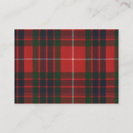 Fraser Lovat Tartan & Badge Visitekaartje (Achterkant)