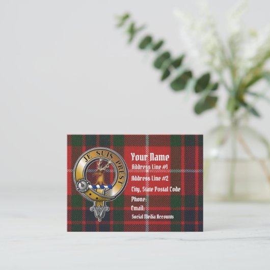 Fraser Lovat Tartan & Badge Visitekaartje (Staand voorkant)