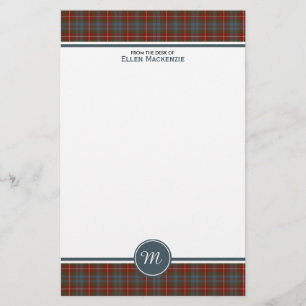 Fraser Lovat Verweerde Tartan Monogram Stationery Briefpapier