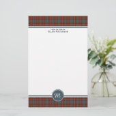 Fraser Lovat Verweerde Tartan Monogram Stationery Briefpapier (Staand voorkant)