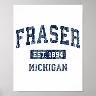 Fraser Michigan Mi Vintage Sporten Gevestigde Ontw Poster
