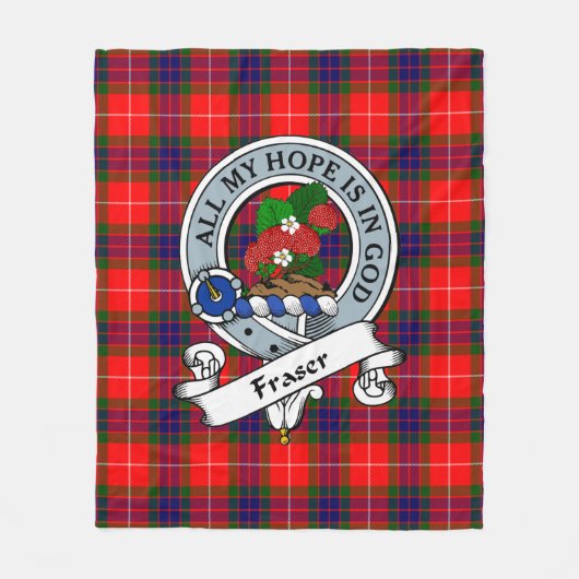 Fraser Modern Clan badge Tartan Pset Fleece Deken (Voorkant)