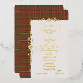 Fraser Red Tartan Schotse Ruit Folie Uitnodiging