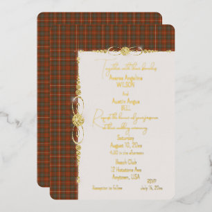 Fraser Red Tartan Schotse Ruit Folie Uitnodiging