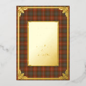 Fraser Red Verweerd Tartan Goud Folie Uitnodiging (Voorkant)