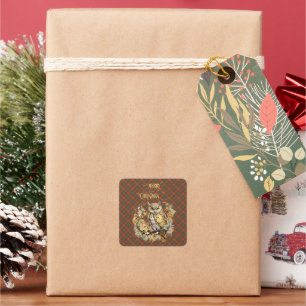 Fraser Red Verweerde Schotse Tartan Kerstmis Vierkante Sticker