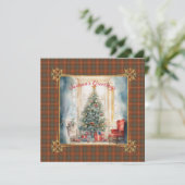Fraser Red Weathered Scottish Tartan Christmas Feestdagenkaart (Staand voorkant)