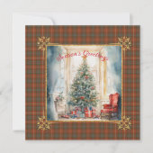 Fraser Red Weathered Scottish Tartan Christmas Feestdagenkaart (Voorkant)
