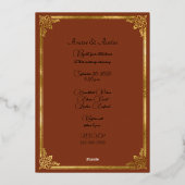 Fraser Red Weathered Tartan Goud Folie Uitnodiging (Achterkant)