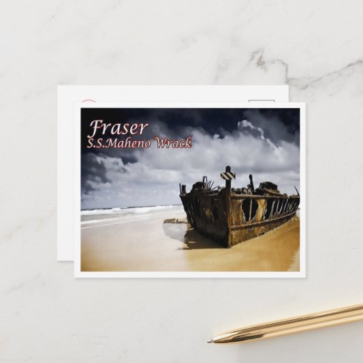 Fraser - S.S.Maheno Wrack - Australië - Briefkaart (Voorkant / Achterkant in situ)