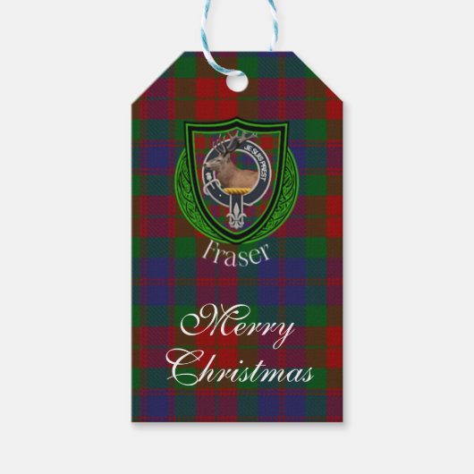 Fraser Schotse Clan Tartan & Wapen Cadeaulabel (Voorkant)
