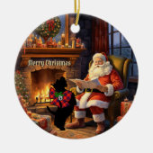 Fraser Scottie Hond & Kerstman Gepersonaliseerde K Keramisch Ornament (Voorkant)