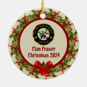 Fraser Scottie Hond & Kerstman Gepersonaliseerde K Keramisch Ornament (Achterkant)