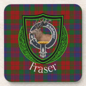 Fraser Scottish Clan Tartan & Crest Bier Onderzetter (Voorkant)
