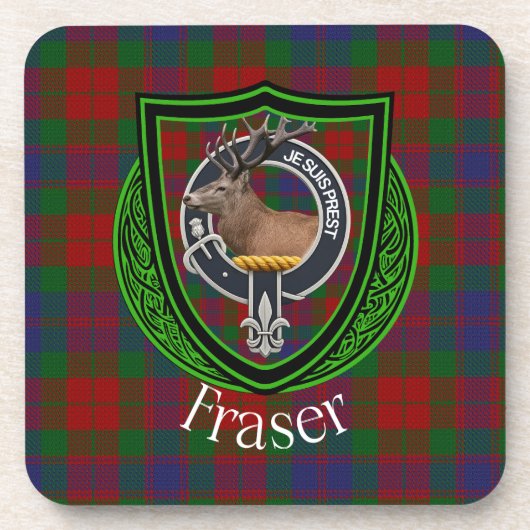 Fraser Scottish Clan Tartan & Crest Bier Onderzetter (Voorkant)