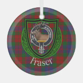 Fraser Scottish Clan Tartan & Crest Glas Ornament (Voorkant)