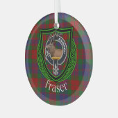 Fraser Scottish Clan Tartan & Crest Glas Ornament (Voorkant links)