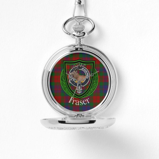 Fraser Scottish Clan Tartan & Crest Horloge (Voorkant)