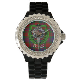 Fraser Scottish Clan Tartan & Crest Horloge
