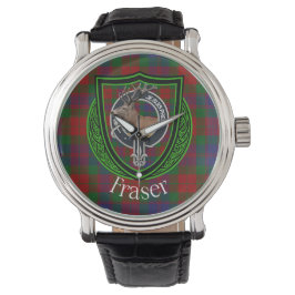 Fraser Scottish Clan Tartan & Crest Horloge