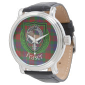 Fraser Scottish Clan Tartan & Crest Horloge (Gekanteld)