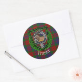 Fraser Scottish Clan Tartan & Crest Ronde Sticker (Envelop)
