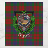 Fraser Scottish Clan Tartan & Crest Wijn Etiket (Enkel label)