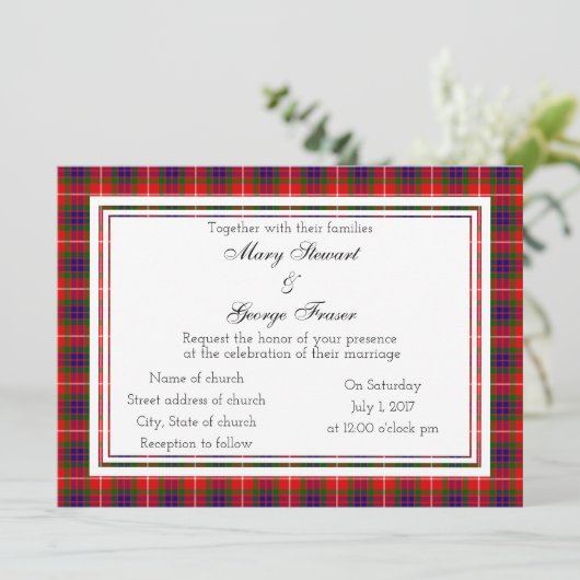 Fraser Scottish Wedding Invitation Kaart (Staand voorkant)