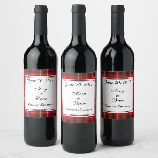 Fraser Scottish Wedding Wine Label Wijn Etiket (Flessen)