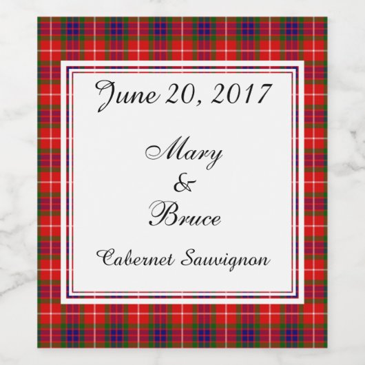 Fraser Scottish Wedding Wine Label Wijn Etiket (Enkel label)