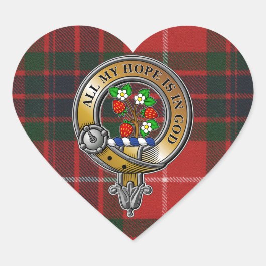 Fraser Tartan & Badge Hart Sticker (Voorkant)