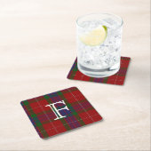 Fraser Tartan geplakt monogram Onderzetter (Insitu)