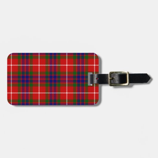 Fraser tartan red green blue paars plaid bagagelabel (Voorkant horizontaal)