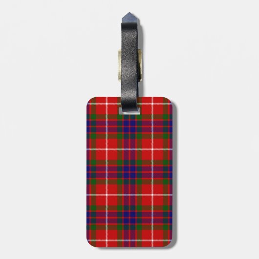 Fraser tartan red green blue paars plaid bagagelabel (Achterkant verticaal)