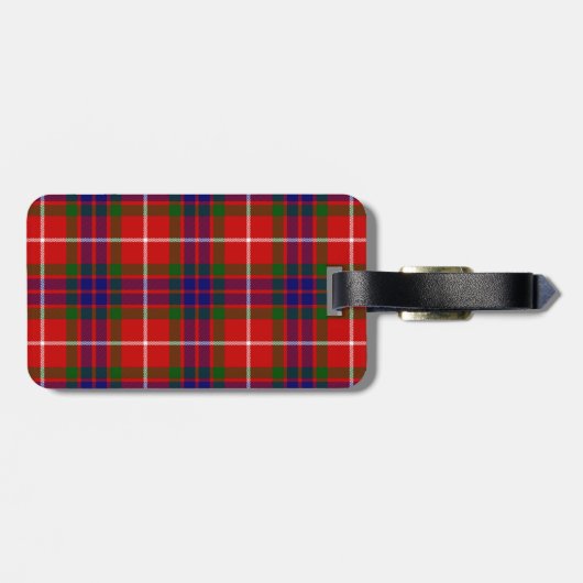 Fraser tartan red green blue paars plaid bagagelabel (Achterkant horizontaal)