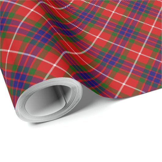 Fraser tartan red green blue paars plaid cadeaupapier (Rol Hoek)