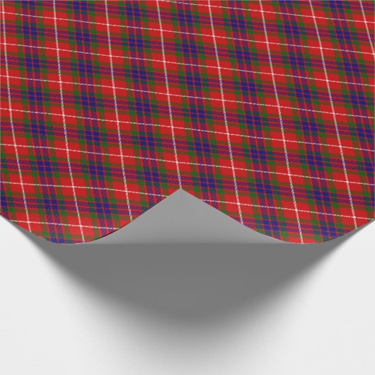 Fraser tartan red green blue paars plaid cadeaupapier (Hoek)