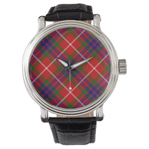 Fraser tartan red green blue paars plaid horloge