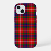 Fraser tartan red green blue paars plaid iPhone 15 case (Achterkant)