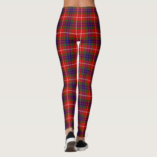Fraser tartan red green blue paars plaid leggings (Achterkant)