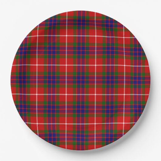 Fraser tartan red green blue paars plaid papieren bordje (Voorkant)